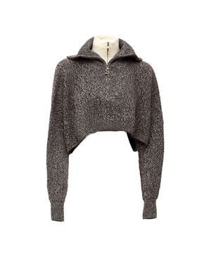 Sportmax Rive Cropped Half-Zip Wool-Blend Sweater - Gray