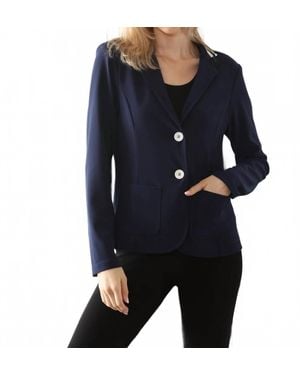 Joseph Ribkoff Striped Collar Silky Knit Blazer - Blue