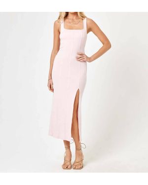LSPACE Vivienne Midi Dress With Front Leg Slit - White