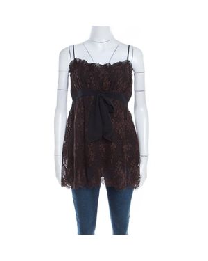 ESCADA Floral Cotton Lace Babydoll Top - Black