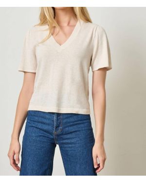 Lilla P Short Sleeve V Neck Sweater - Blue