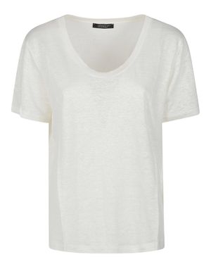 Aragona U Neck Breathable Linen T-Shirt - White