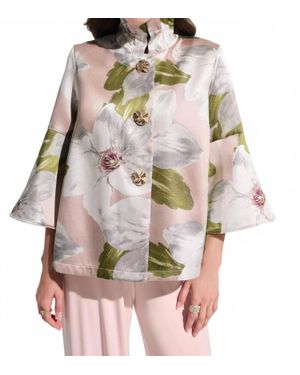 Joseph Ribkoff Floral Jacquard Trapeze Jacket - Multicolor