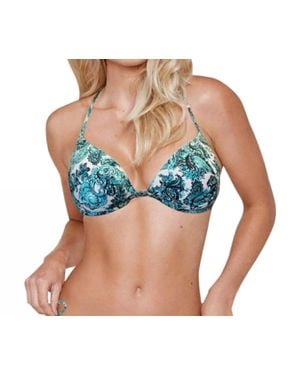 Zalia Bandana Underwire Halter Tie Back Bikini Top - Blue