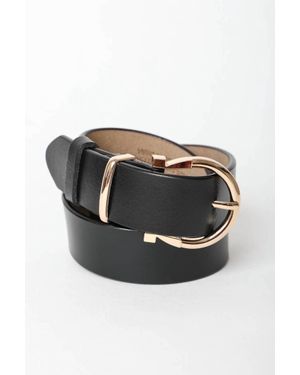 Leto Minimalist Leather Horseshoe Belt in Brown | Lyst display picture 3