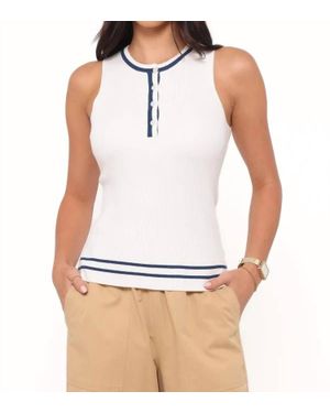 Petal & Pup Marion Henley Knitted Tank - White
