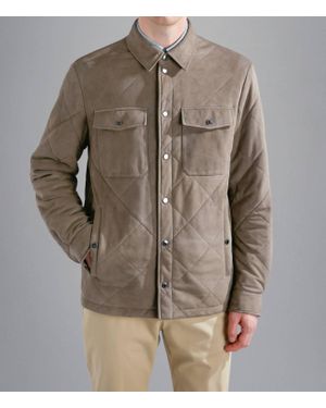 Paul & Shark Aqualeather Quilted Suede Shacket - Brown