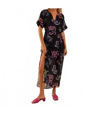 Care Tucker Beatrice All Over Snake Pattern Kaftan Dress - Black