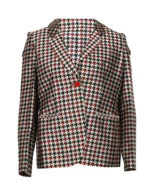 Giorgio Armani Houndstooth Silk Blazer - Black