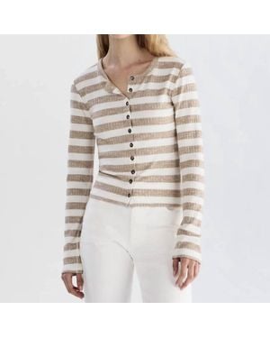 Rag & Bone Knit Wide Rib Stripe Cardigan - Natural