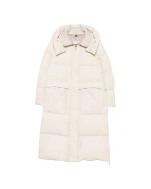 DUNO Hooded Quilted Oversized Puffer Coat - White