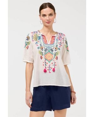 Johnny Was Margot Short Sleeve Blouse - White