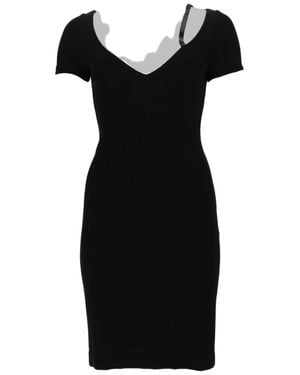 DSquared² Fitted Midi Dress With Asymmetrical Neckline - Black