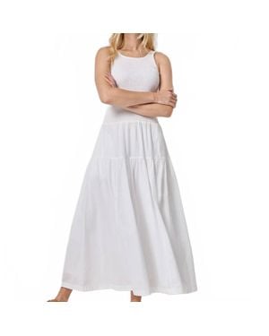 Lilla P Smocked Bodice Maxi Dress - White