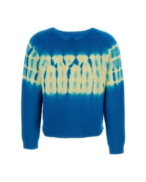 Suzusan Cropped Cashmere Pullover With Shibori Treatment - Blue