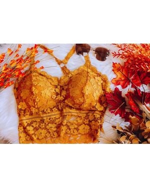 Jadyk Juliette Crisscross Lace Bralette - Orange