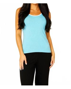 French Kyss Soft Stretch Contrast Tank Top - Blue