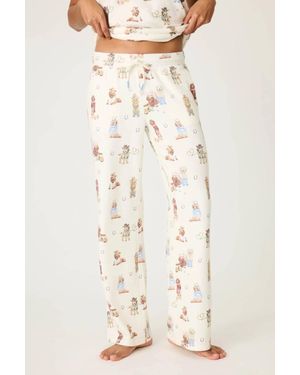 Pj Salvage Ruff On The Range Dog Print Open Leg Pant - Natural