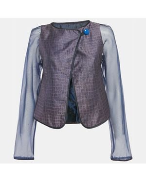 Giorgio Armani Patterned Jacquard Jacket - Blue