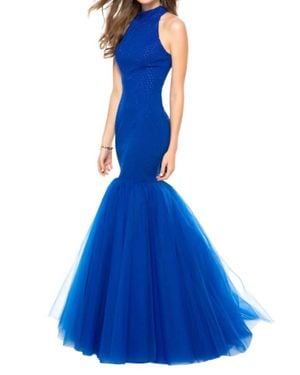 Sherri Hill Beaded Jersey Mermaid Prom Dress - Blue