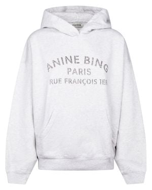Anine Bing Harvey Sweatshirt Paris Stencil Cotton Sweatshirt - Gray