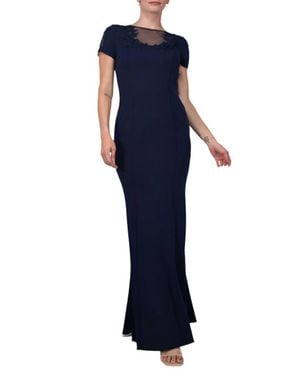 Aidan Mattox Embellished Crewneck Crepe Dress - Blue