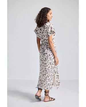 REISTOR Gathered Maxi Dress With Side Slits - White