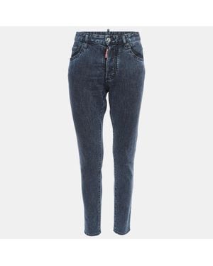 DSquared² Washed Denim Buttoned Skinny Dan Jeans - Blue