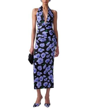 Carolina Herrera Gathered Halter Midi Dress - Blue