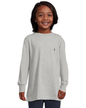 Polo Ralph Lauren Boys T-Shirt Heather Cotton Jersey Long Sleeve Red659 - Gray