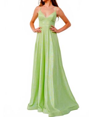Jovani Double Strap Tie Back Dress - Green