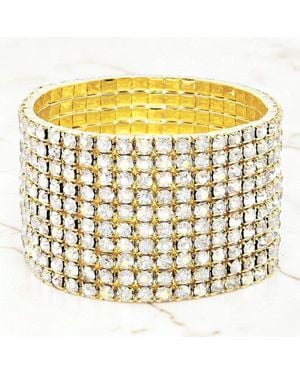 Fashnzfab 10-Row Rhinestone Stretch Evening Bracelet - Metallic