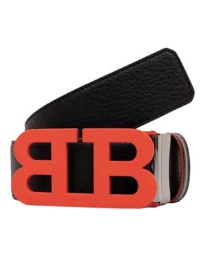 Bally 6303773 Mirror Buckle Adjustable Reversible Belt - Red