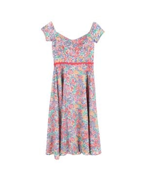 Saloni Printed Off-Shoulder Midi Dress - Purple