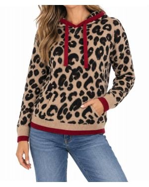 Charlie b Leopard Jacquard Hooded Sweater - Black