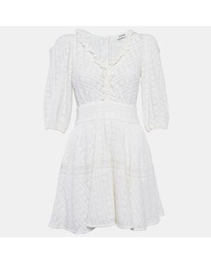 Sandro Embroidered Cotton Mini Dress - White