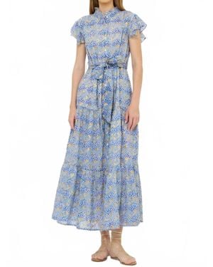 Oliphant Ruffle Collar Button Maxi Dress - Blue