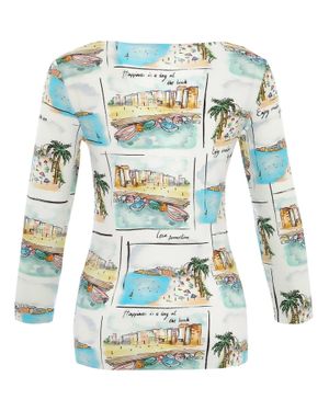 Dolcezza Le Sable Et La Mer Beach Vacation Long Sleeve Top - Blue