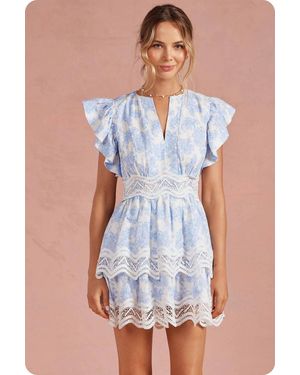 Strut & Bolt Botanical Garden Crochet Lace Dress - Blue