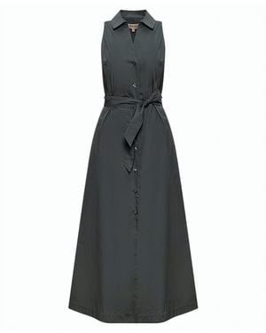 Woolrich Midi Shirt Collar Belted Dress - Gray