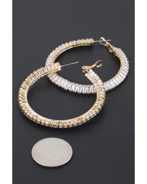 Fashnzfab Cubic Zirconia Crystal Hoop Earrings - Gray