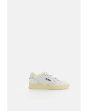 Autry Medalist Low Shearling Leather Sneakers - White