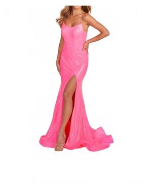 Colette for Mon Cheri High Slit Sequin Dress - Pink