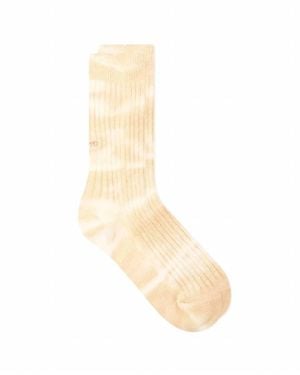 RoToTo Tie Dye Ribbed Crew Sock - White