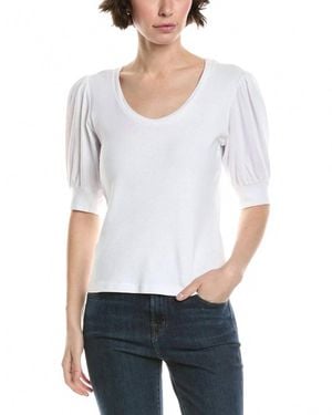 Michael Stars Rosario Puff Sleeve Knit Top - White