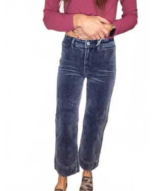 Risen Mel Crop Straight Leg Corduroy Pants - Blue