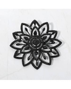 Fashnzfab Marquest Stone Cluster Accent Floral Crystal Statement Pin Brooch - Black