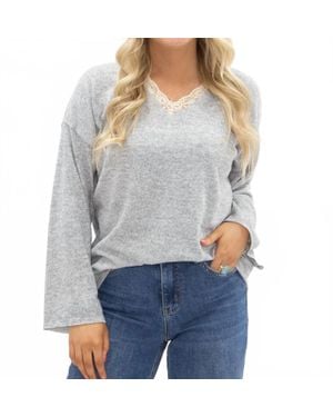 Grace + Emma Ultra Soft Lace Detail Top - Gray