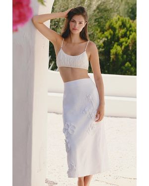 Endless Rose Flower Maxi Skirt - White