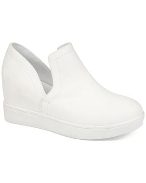 Journee Collection Collection Cardi Sneaker Wedge - White